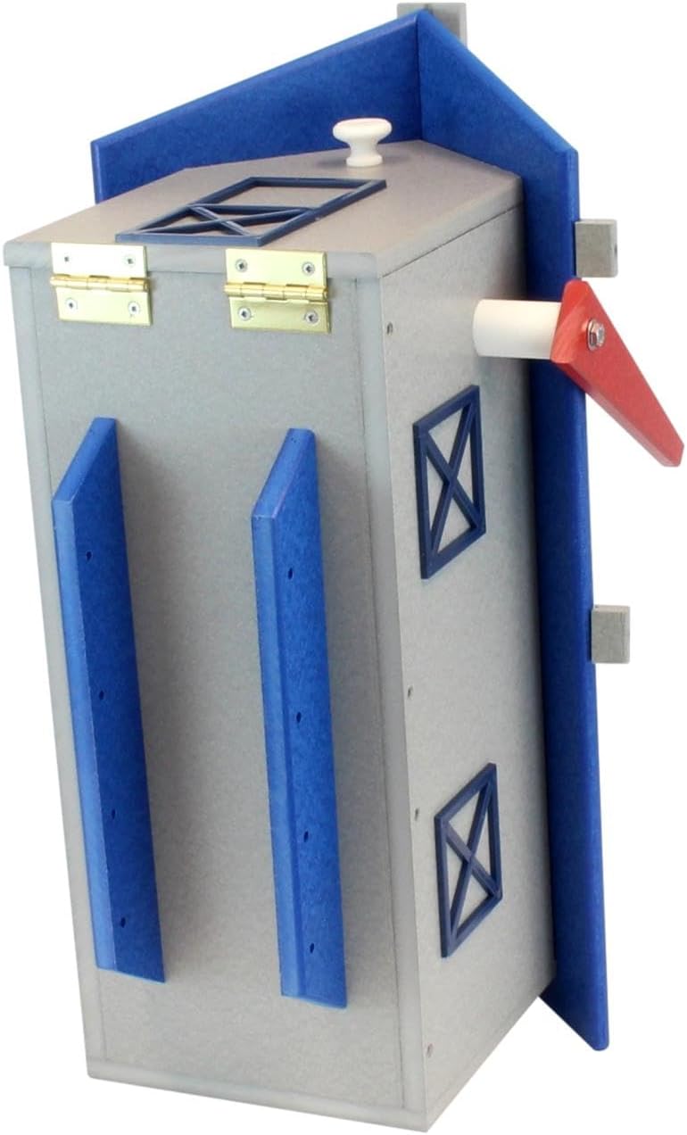 Poly-Lumber Mailbox, Post Mount, UV-Resistant, (Blue and Light Gray)
