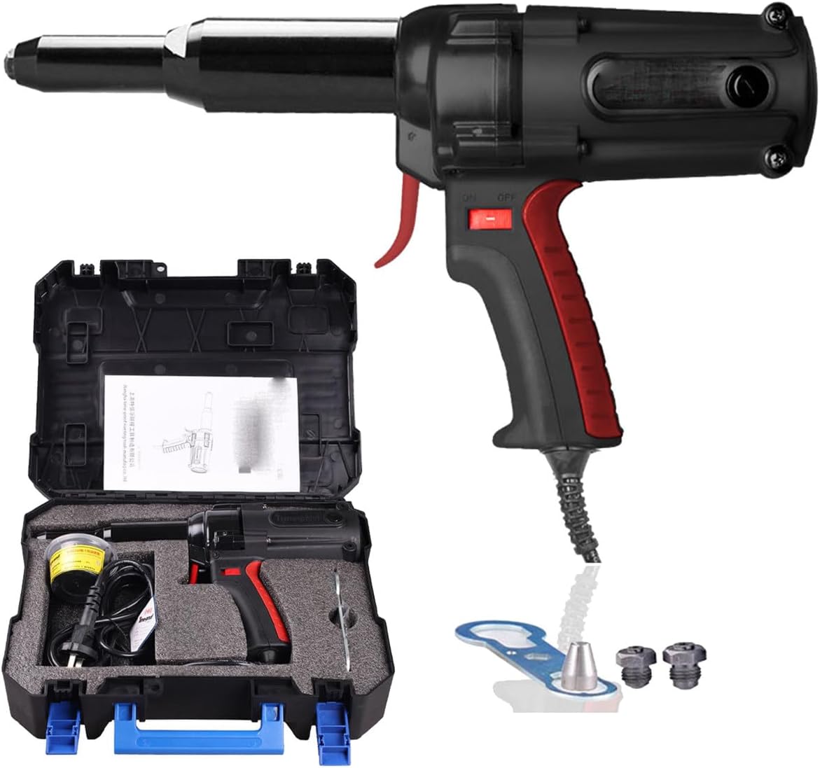 600W Heavy Duty Hand Riveter,Rivet Gun Set,220V Electric Riveter,Car Body Repair Riveting Tool for Sheet Metal Stainless Steel