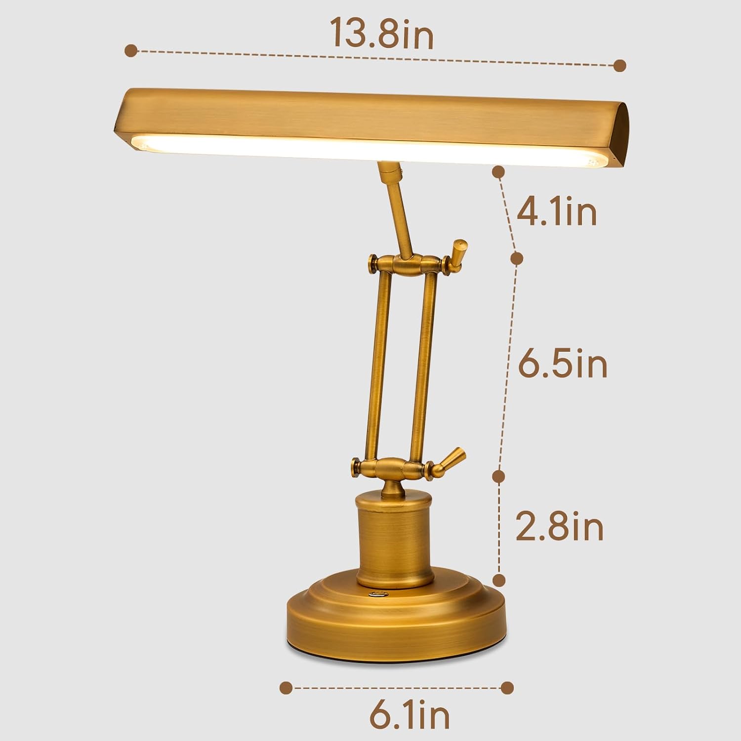 Piano Light for Grand/Upright Pianos, Vintage Piano Lamp, LED Music Stand Light with 3 Color Temperature, Stepless Dimming, Touch Control, Gold Foldable Leaning Desk Lamp for Reading, Office, Bedside