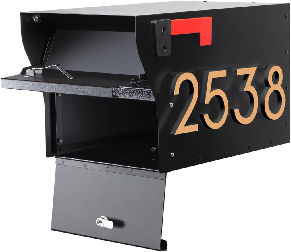 Whitehall Personalize MailVault Streetside Locking Mailbox Heavy Duty Steel Anti-Theft Mailbox for Outside, Modern Mailbox with Key Lock, Weather Resistant