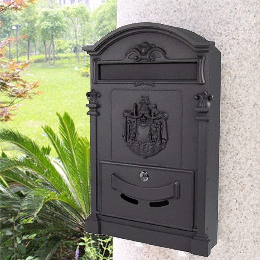Post Box Heavy Aluminium Lockable Secure Mail Letter Retro Vintage Metal Mail Box Garden Ornament