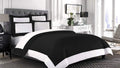 Designer Border Dual Tone Duvet Cover Set with Zipper Closure 700 Thread Count 3 Piece 100% Egyptian Cotton Duvet Cover Bedding Set Fade Resistant - Queen Size, Black/White