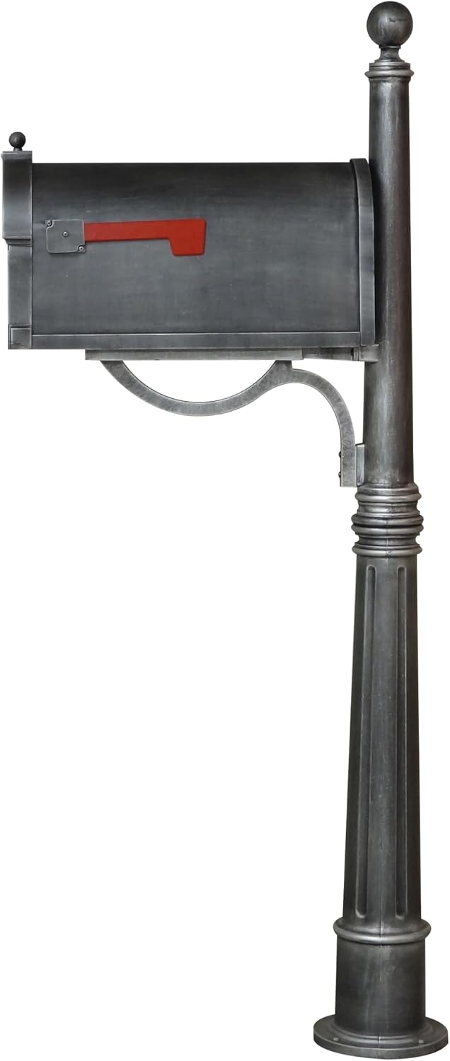 Special Lite Berkshire Curbside Mailbox with Aluminum Post - Swedish Silver Mailbox with Ashland Post - SCB-1015_SPK-600-SW