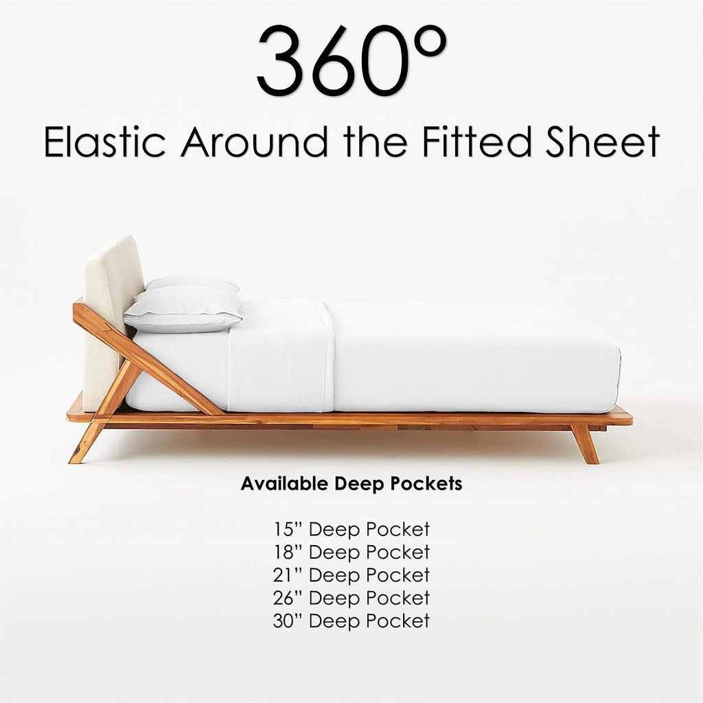 Queen Size 6 PC Luxury 700 Thread-Count Soft Crisp Percale Weave 100% Egyptian Long Staple Cotton Bed Sheets Oversized Sheet Set 15 Inch Deep-Pockets - Queen, Percale White