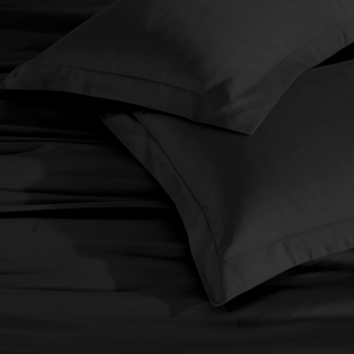 Superior Egyptian Cotton 650 Thread Count Duvet Cover Set, Bed Covers, Includes 1 Duvet Cover, 2 Pillow Shams, Bedding Essentials, Master, Guest, Hotel Bedroom Decor, Full/Queen, Black