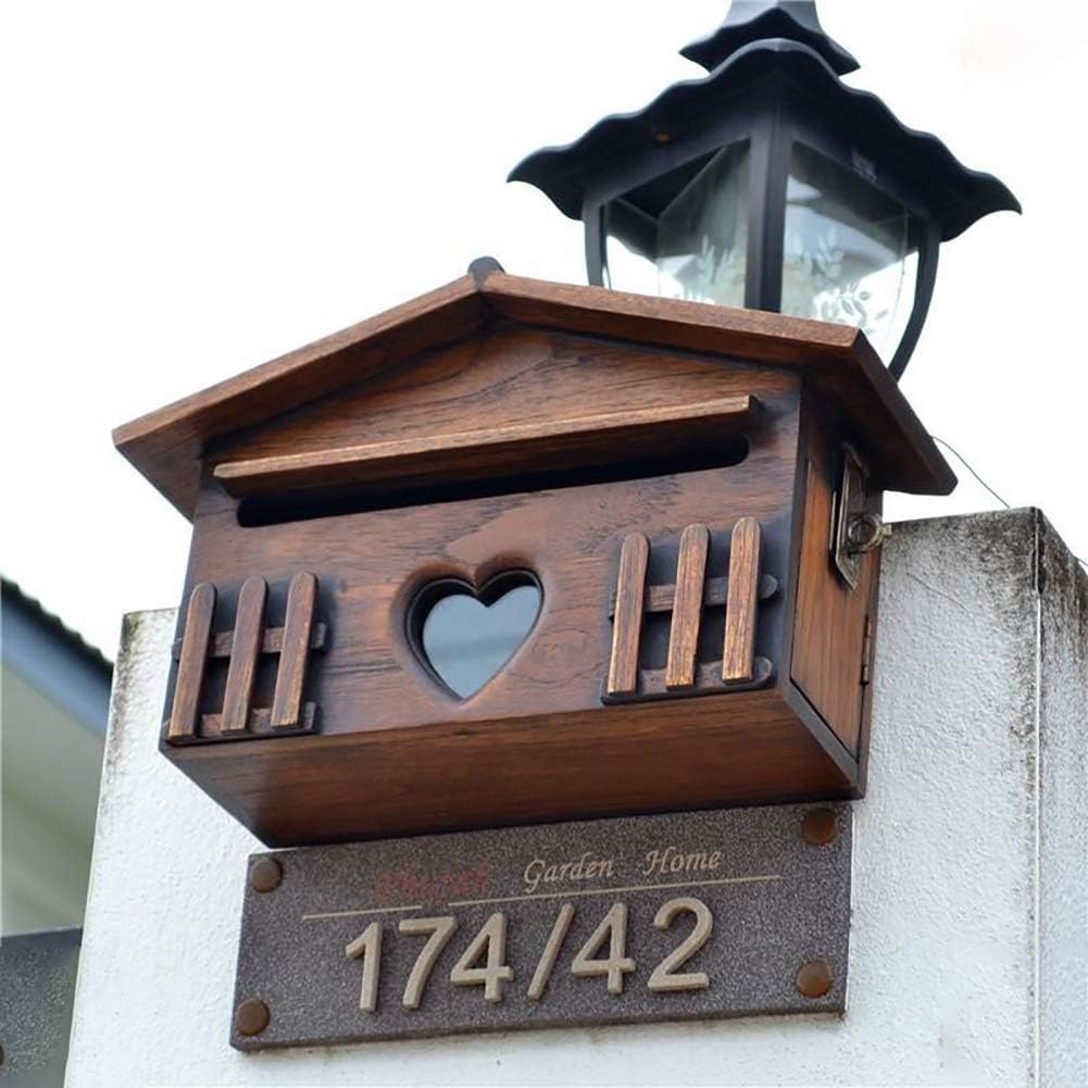 Letterboxes Mailbox Post Box Solid Wood Creative Outdoor Rainproof Mailbox Home Wall Mounted Outdoor Letter Box