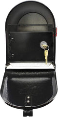 E1-MLBX-LKIT-BLK Rust Proof Galvanized Steel Mailbox with Locking Insert, Steel Latch & Red Aluminum Flag, Black