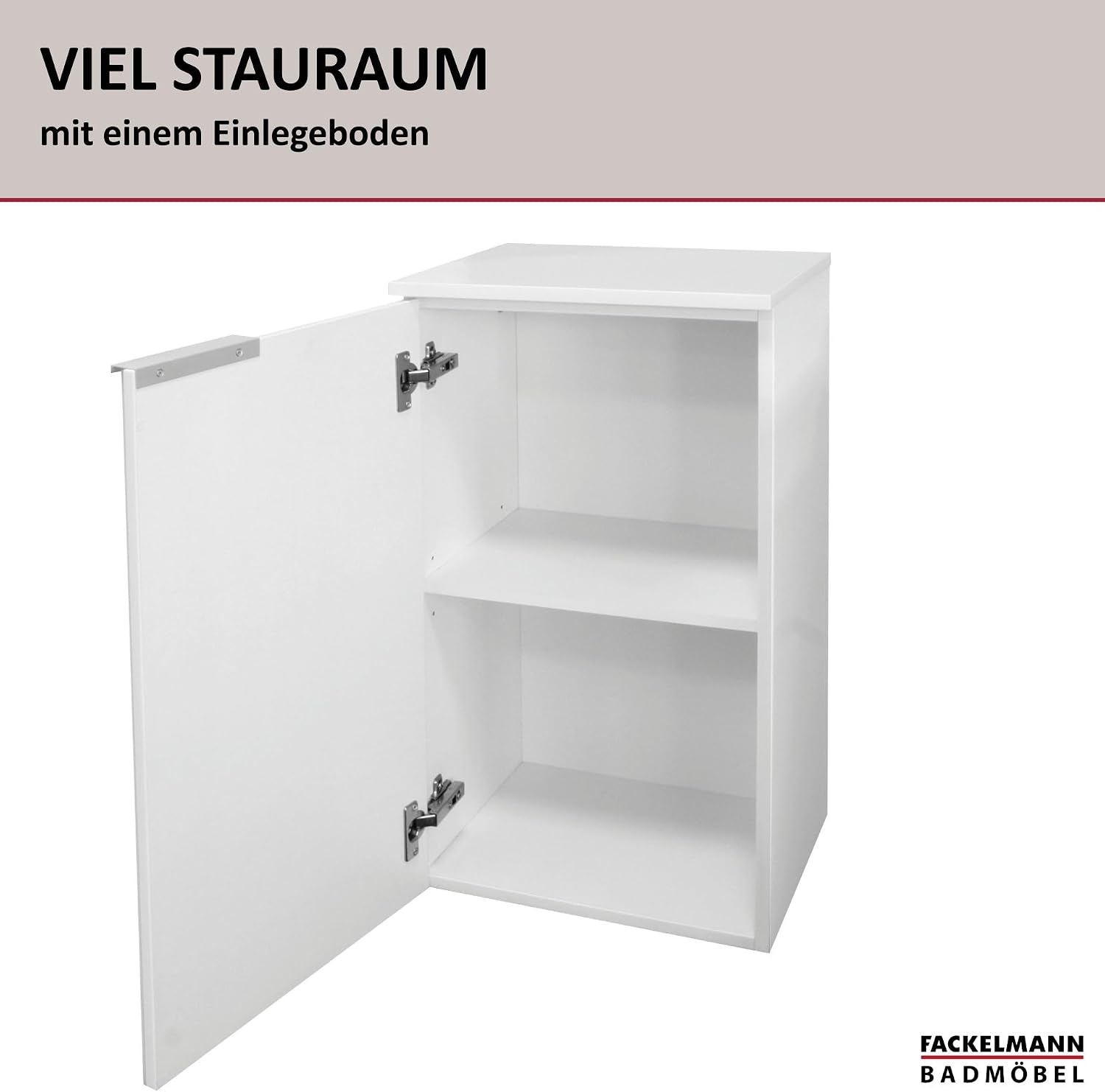 FACKELMANN Kara Bathroom Cabinet with Soft-Close System Dimensions (W x H x D): Approx. 41 x 70 x 32 cm Bathroom Cabinet/Door Hinge Left/Body: Matte White/Front: Lacquered Glass