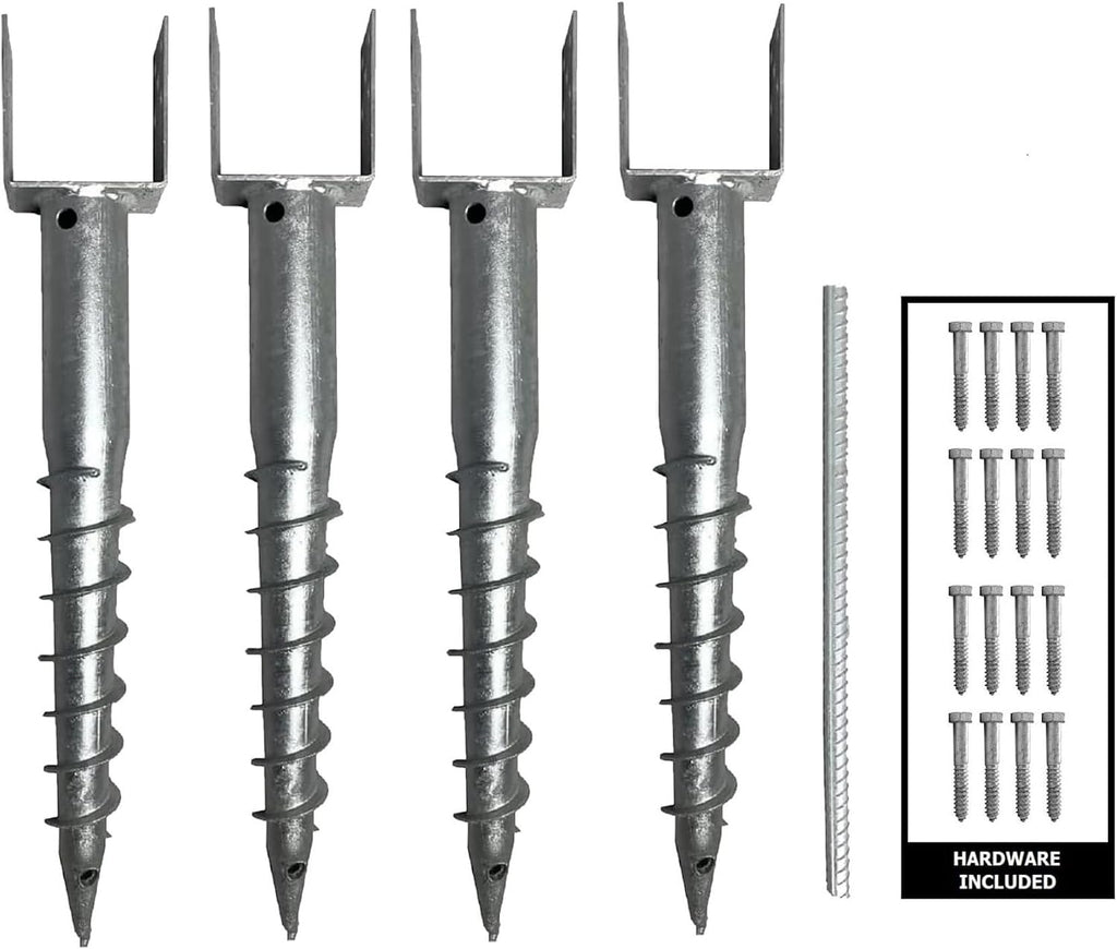 Ashman Ground Screw (4 Pack), No Dig, U-Model Screw in Post Stake - 27' Inch Long, Fits Standard 4x4 (3.5' X 3.5' Inch) Great for Mailbox Posts.