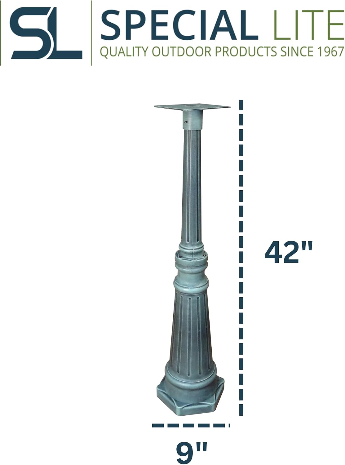 Special Lite Tacoma Mailbox Post - Verde Green Cast Aluminum Post for Curbside Mailbox - SPK-591-VG