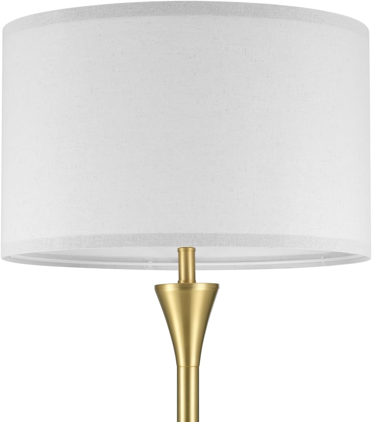 Globe Electric 61000150 60' Floor Lamp, Antique Brass Finish, Beige Fabric Shade, Mid-Century Modern Standing Lamp, E26 Base, Sustainable Design for Living Rooms and Bedrooms