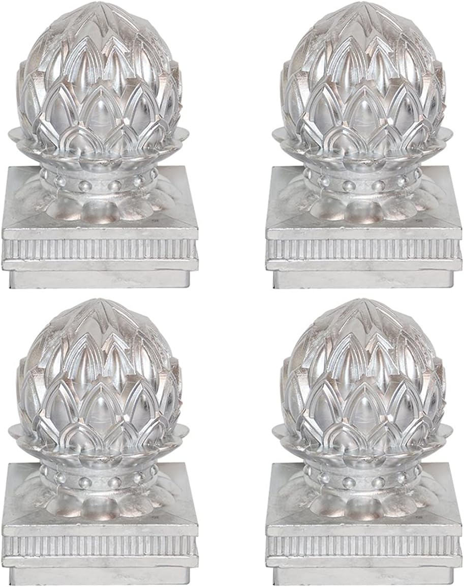 Post Cap Fence Post Cap, Acorn Top Fence Finials, Aluminum Railing Cover for Villa Stair, Mailbox, Deck, Piling Caps, 4 pcs