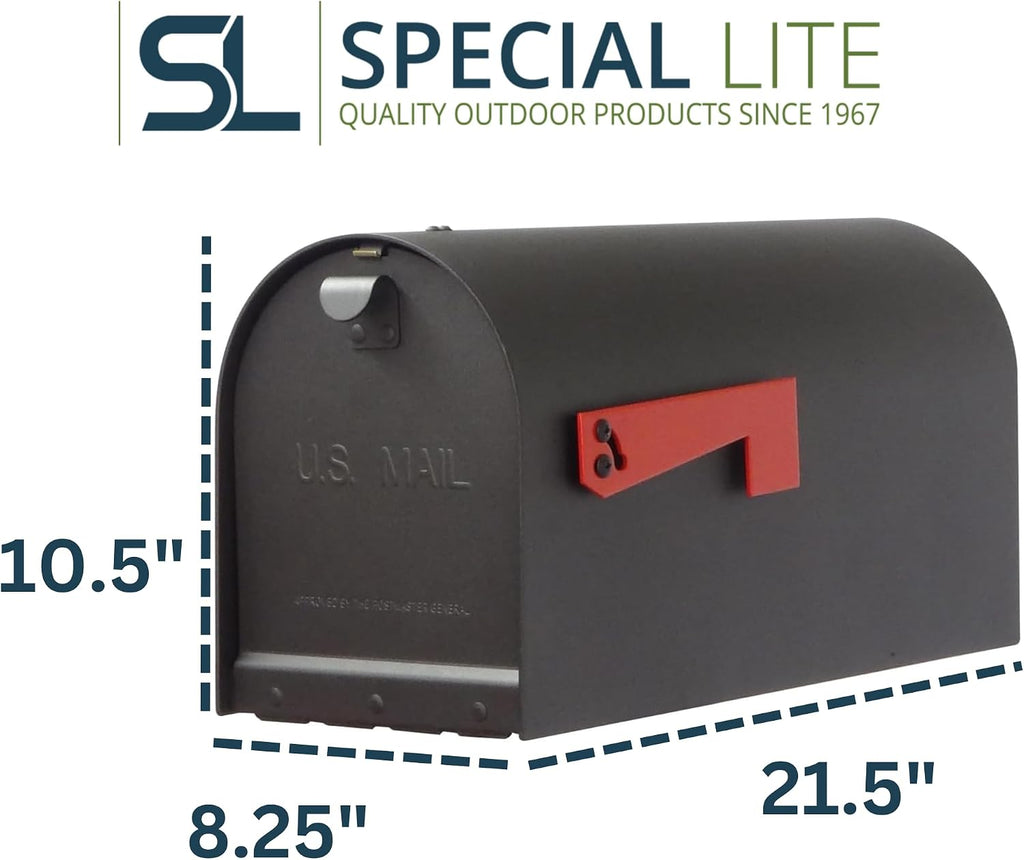 Special Lite Titan Steel Curbside Mailbox - Black Steel Mailbox for Post Mount - SCH-1016-S-BLK