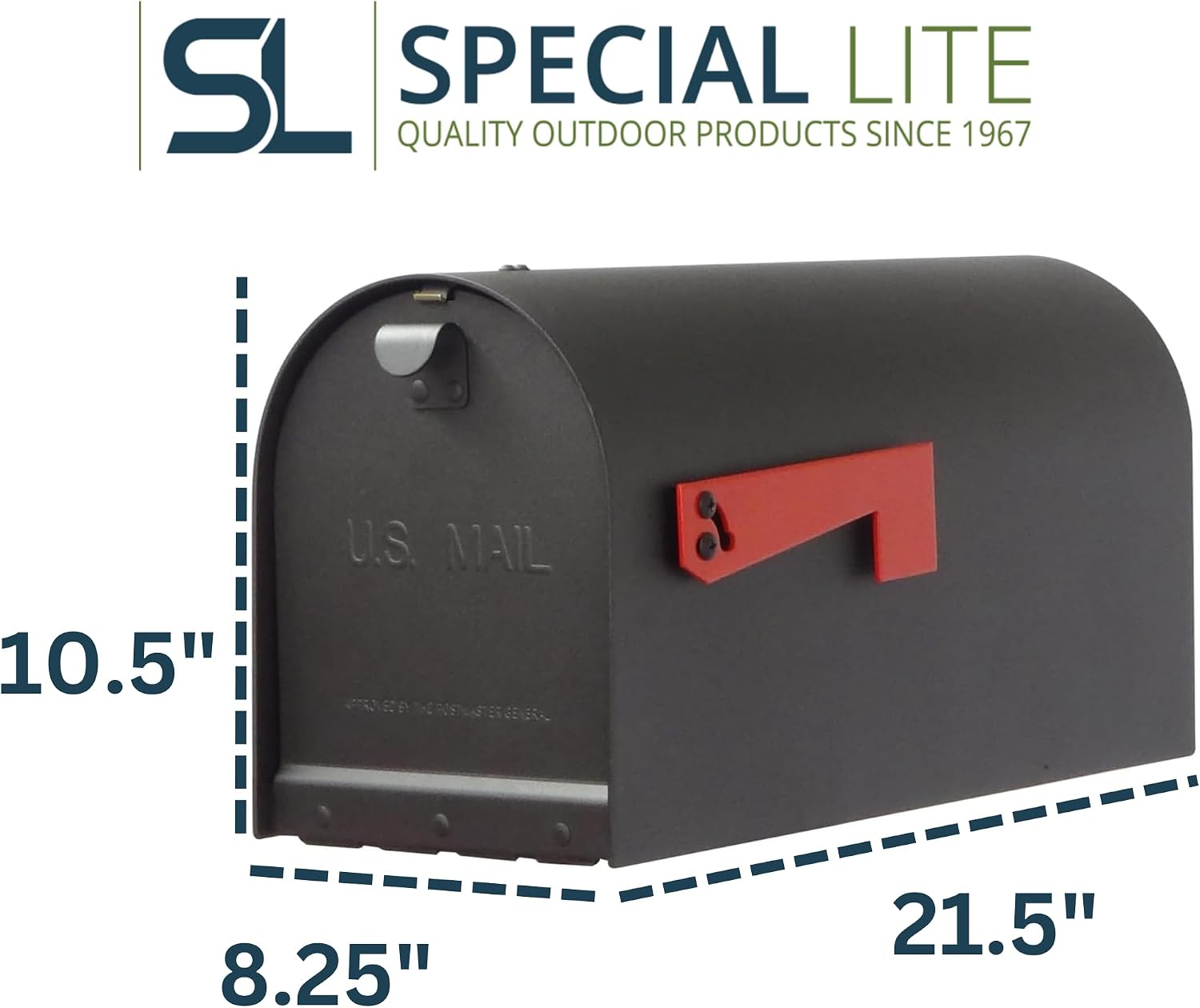 Special Lite Titan Steel Curbside Mailbox - Black Steel Mailbox for Post Mount - SCH-1016-S-BLK