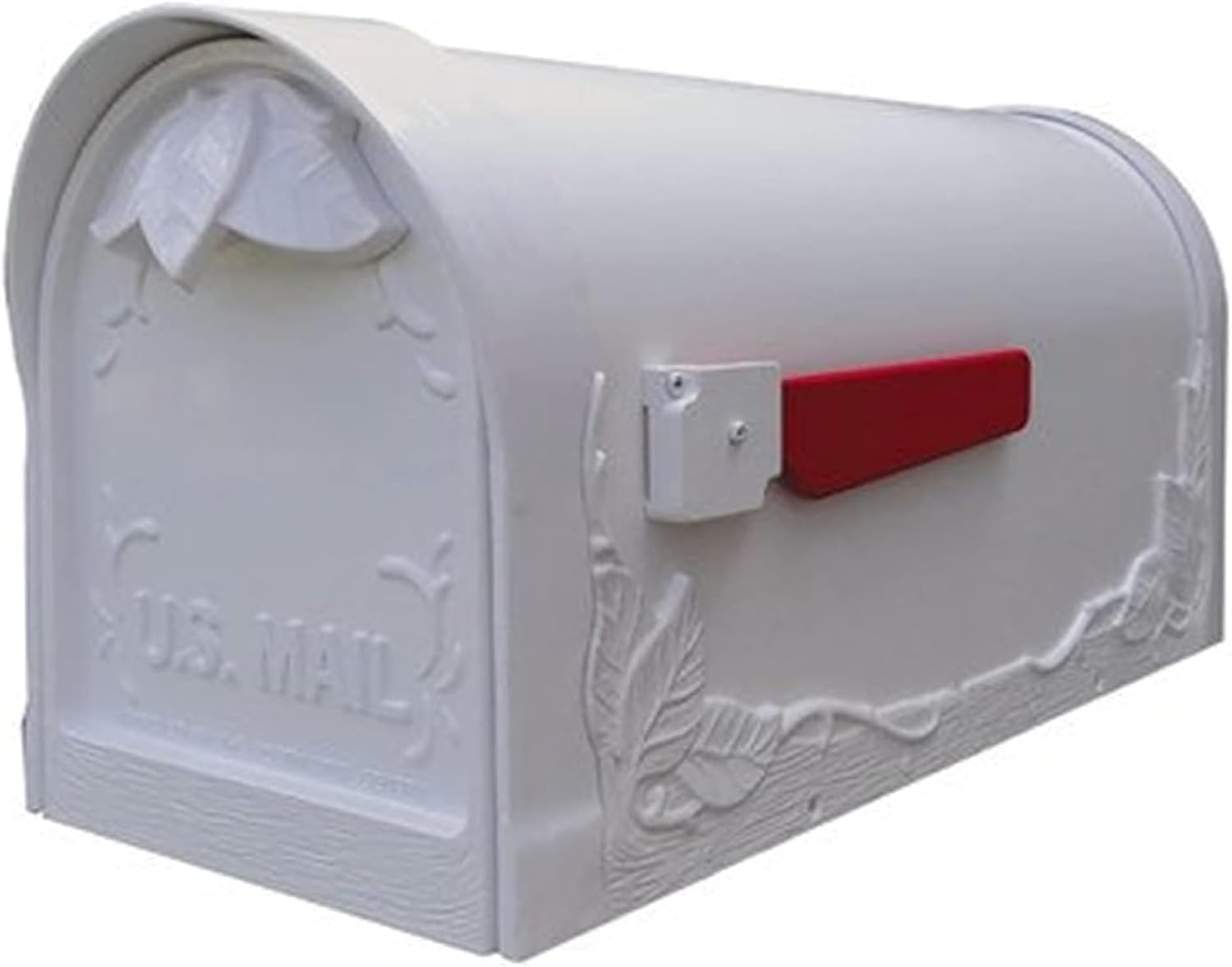 Special Lite Floral Curbside Mailbox - White Cast Aluminum Mailbox for Post Mount - SCF-1003-WH