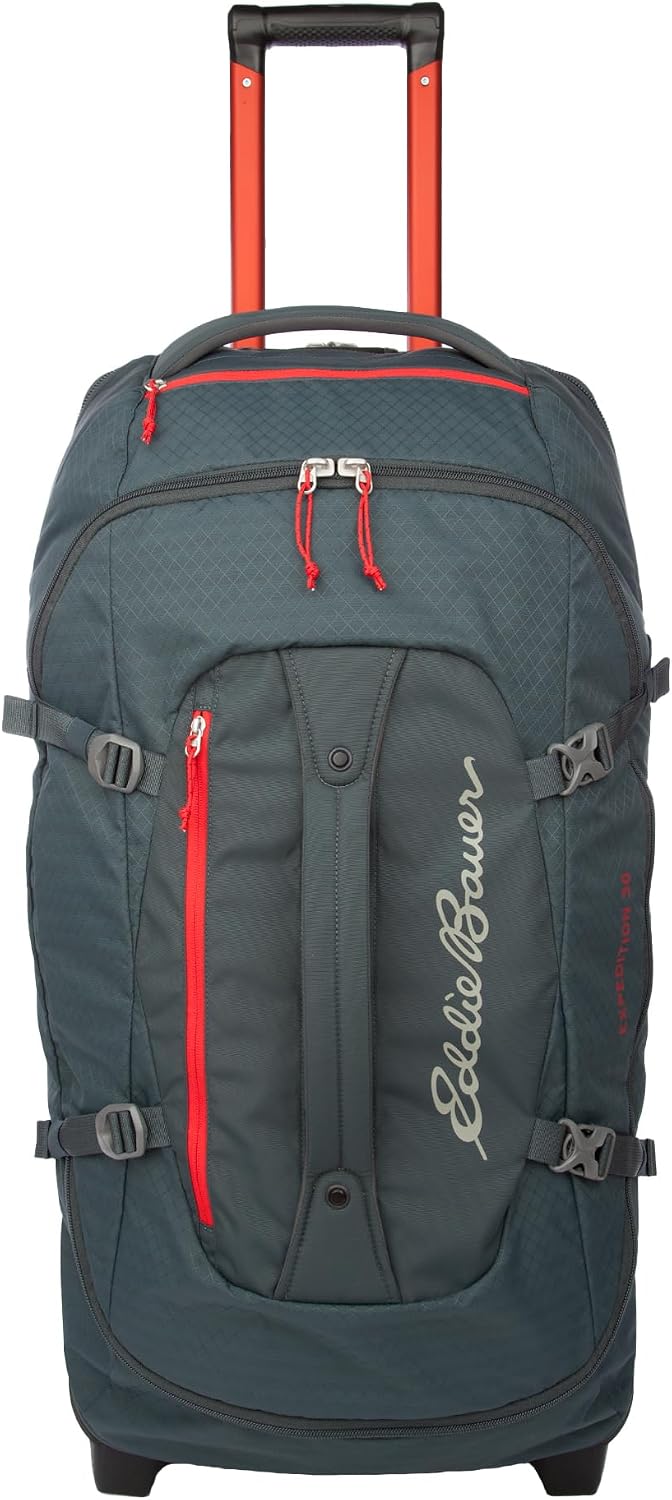 Eddie Bauer Expedition Rolling Duffel Bag with Wheels | Travel | Check-In | Luggage | Rugged | Durable - Storm, 30'