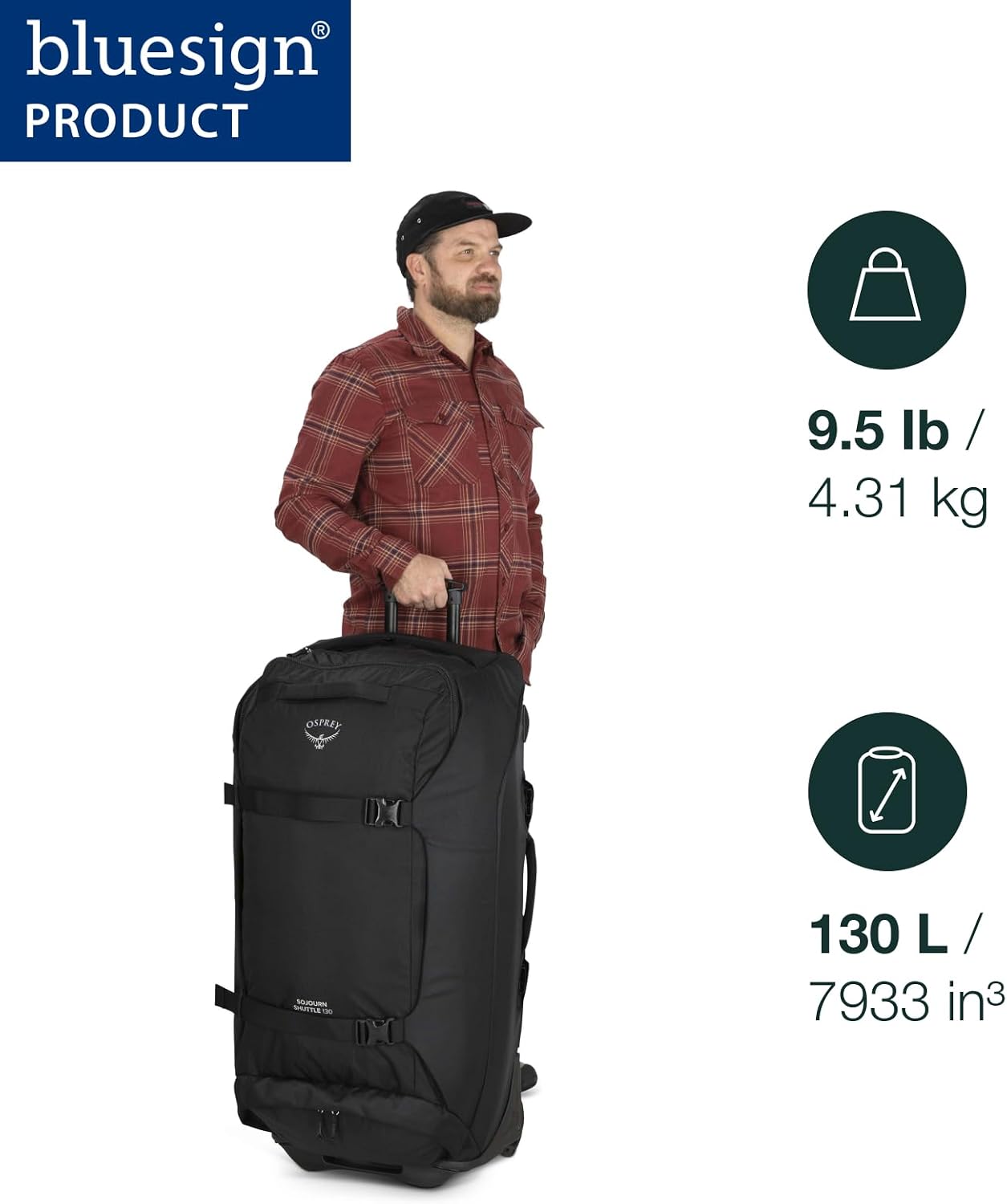 Osprey Sojourn Shuttle 36'/130L Wheeled Duffel Luggage, Koseret Green