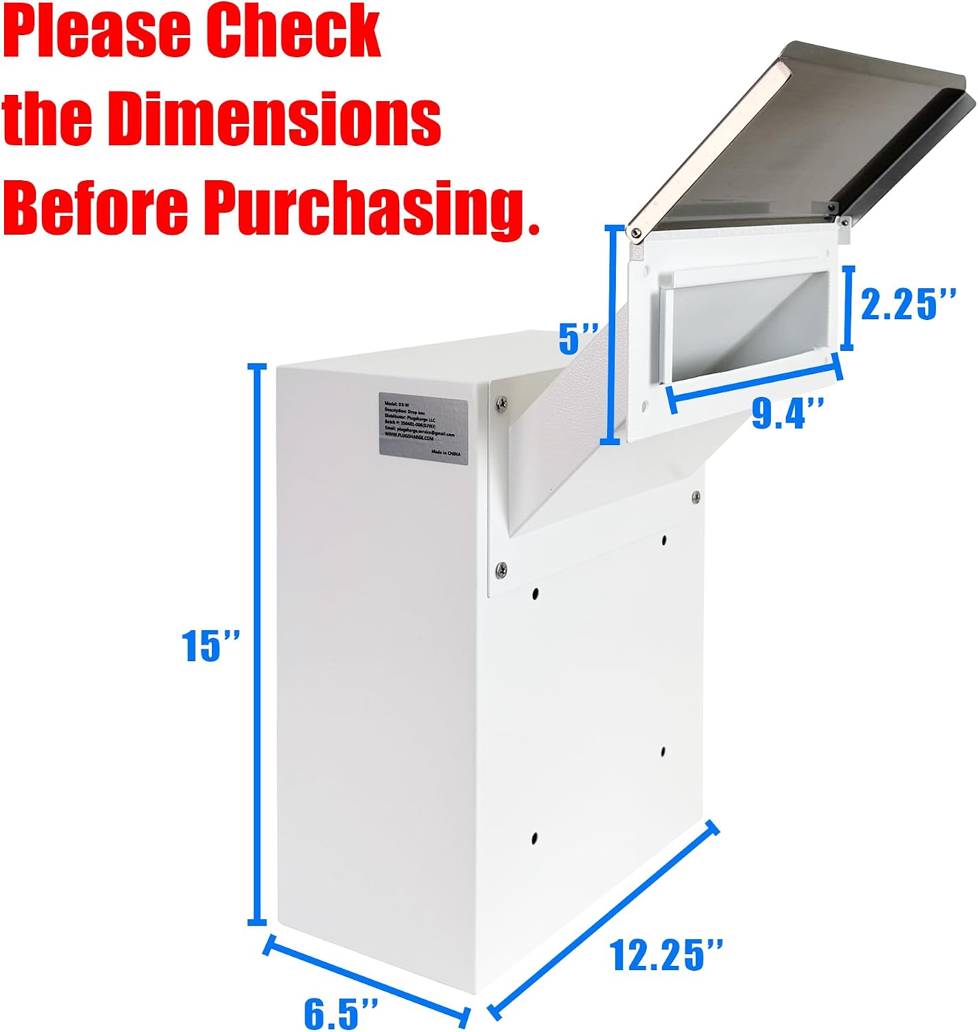 Through-the-Wall Locking Drop Box for Rent, Mail & Payments – Rainproof Wall Mailbox with Adjustable Chute for Checks, Cash, Keys & Documents, Heavy-Duty Outdoor Drop Safe, White