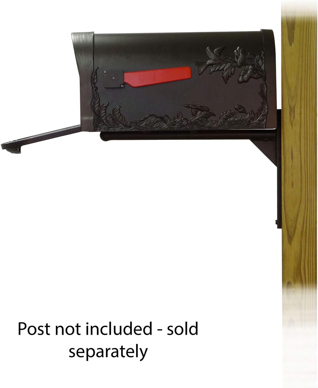 Special Lite Hummingbird Curbside Mailbox with Ashley Front Single Mailbox Mounting Bracket - TC-ASH-FS-1005-BLK