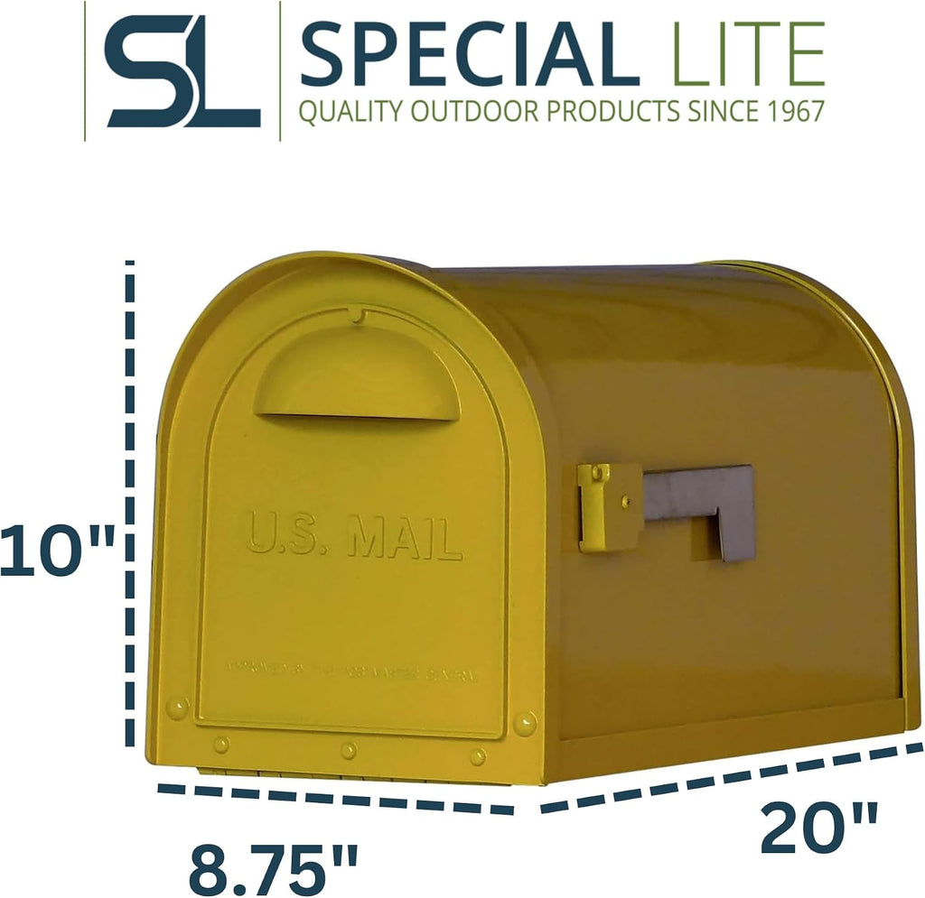 Special Lite Modern Dylan Curbside Mailbox - Yellow Aluminum Mailbox for Post Mount - SCD-1008-YEL