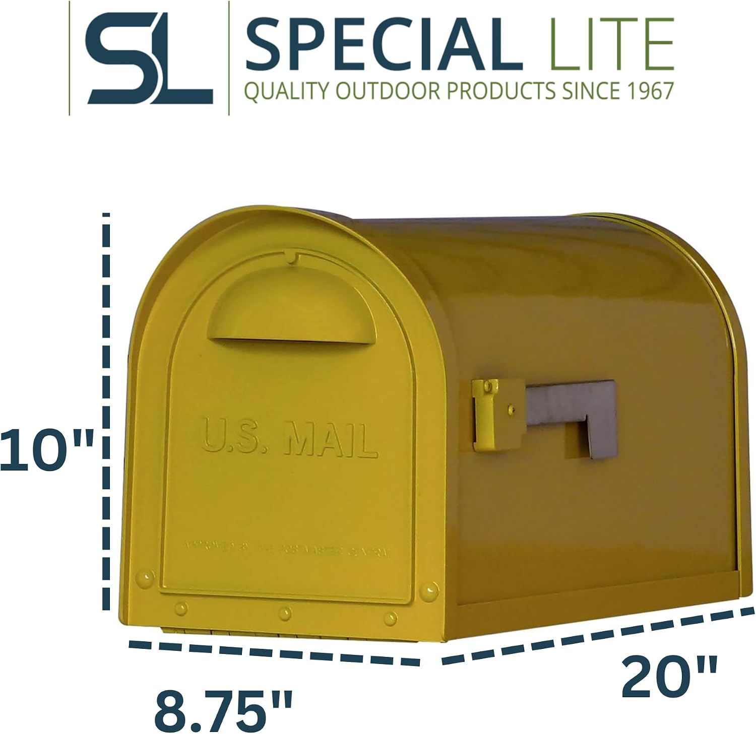 Special Lite Modern Dylan Curbside Mailbox - Yellow Aluminum Mailbox for Post Mount - SCD-1008-YEL