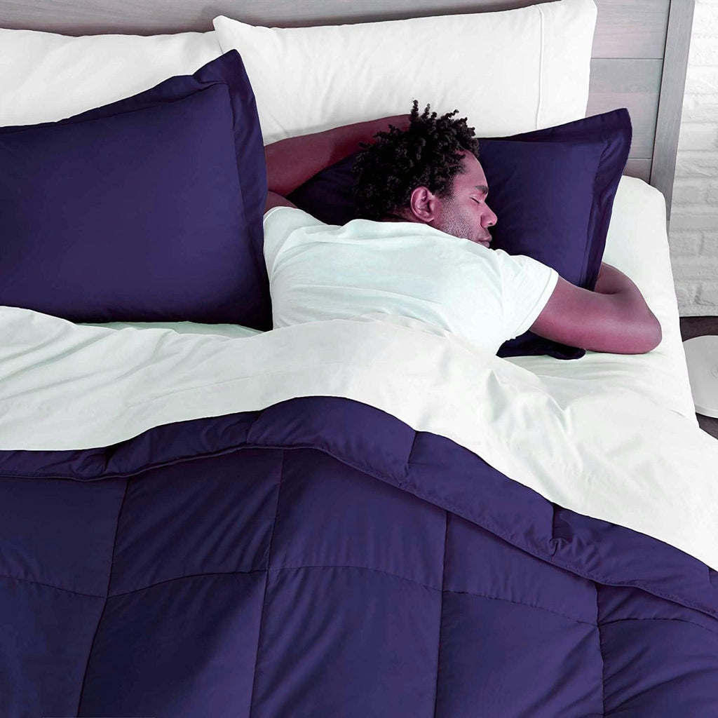 Oversized Queen All-Season Cooling Warmth Comforter Set – 3 Piece Bedding – 100% Egyptian Cotton, Long-Staple & Silky Soft – Luxury Hotel-Quality Duvet Insert – Machine Washable - Egg Plant
