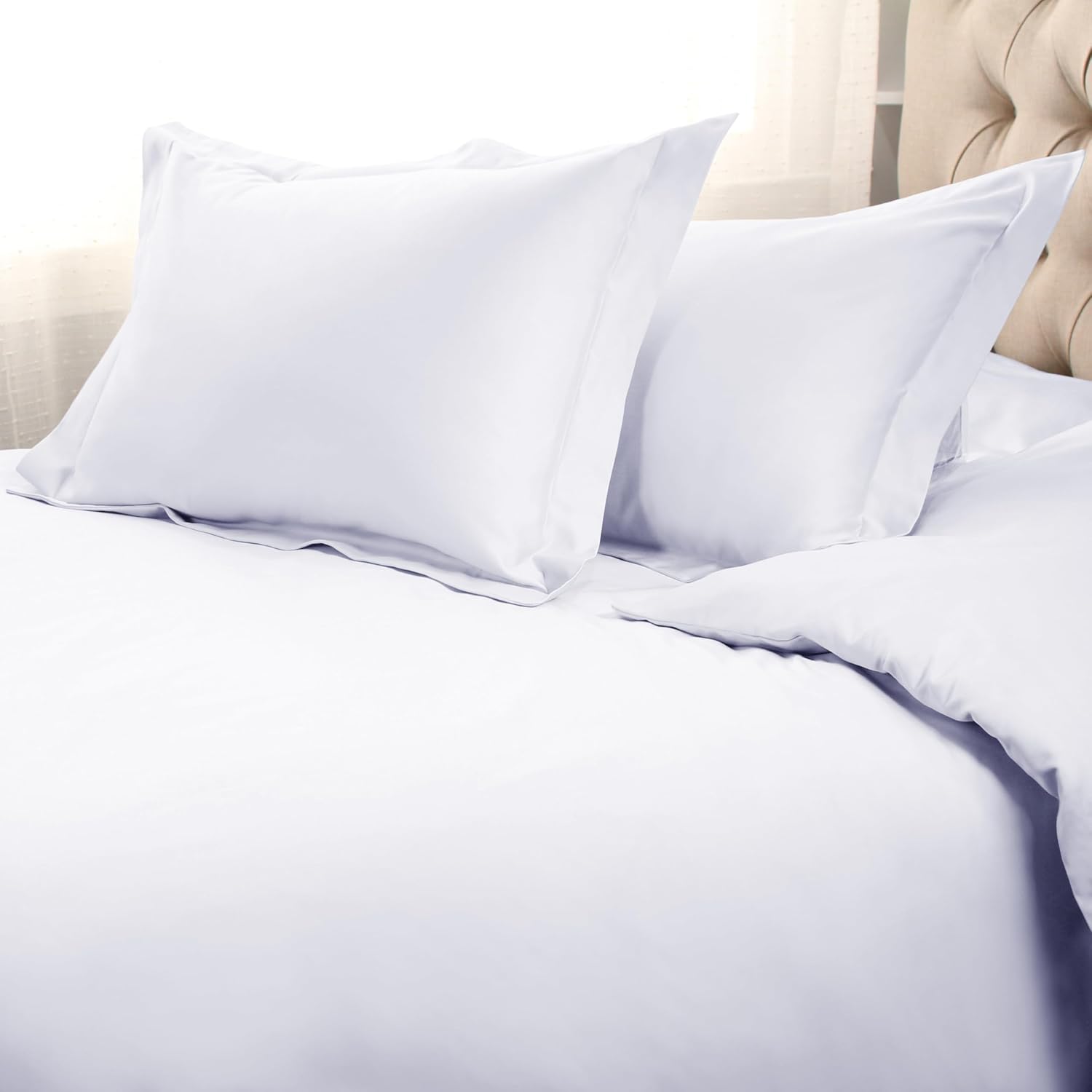 Superior Egyptian Cotton 1500 Thread Count Duvet Cover Set, Soft Comforter Covers, Luxury Bedding Essentials, Button Closure, Includes 1 Duvet Cover, 2 Pillow Shams, Full/Queen, White