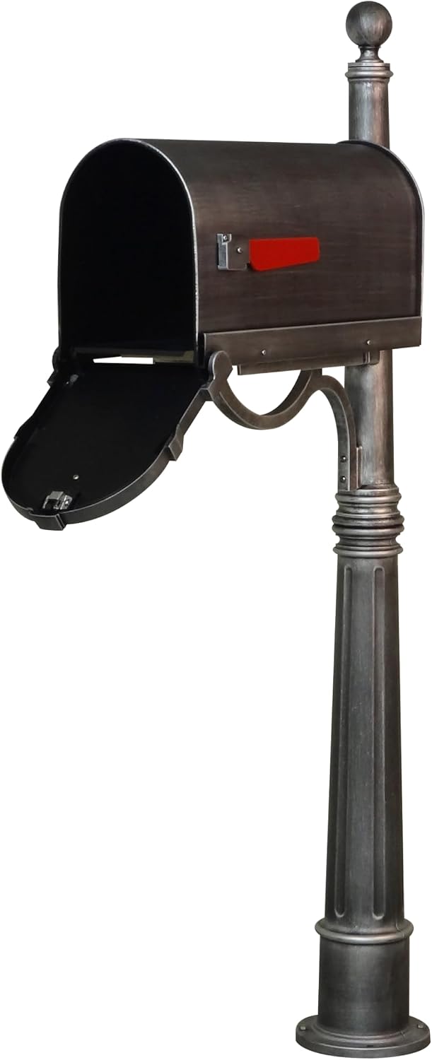 Special Lite Savannah Curbside Mailbox with Ashland Post - Swedish Silver Mailbox with Aluminum Post - SCS-1014_SPK-600-SW