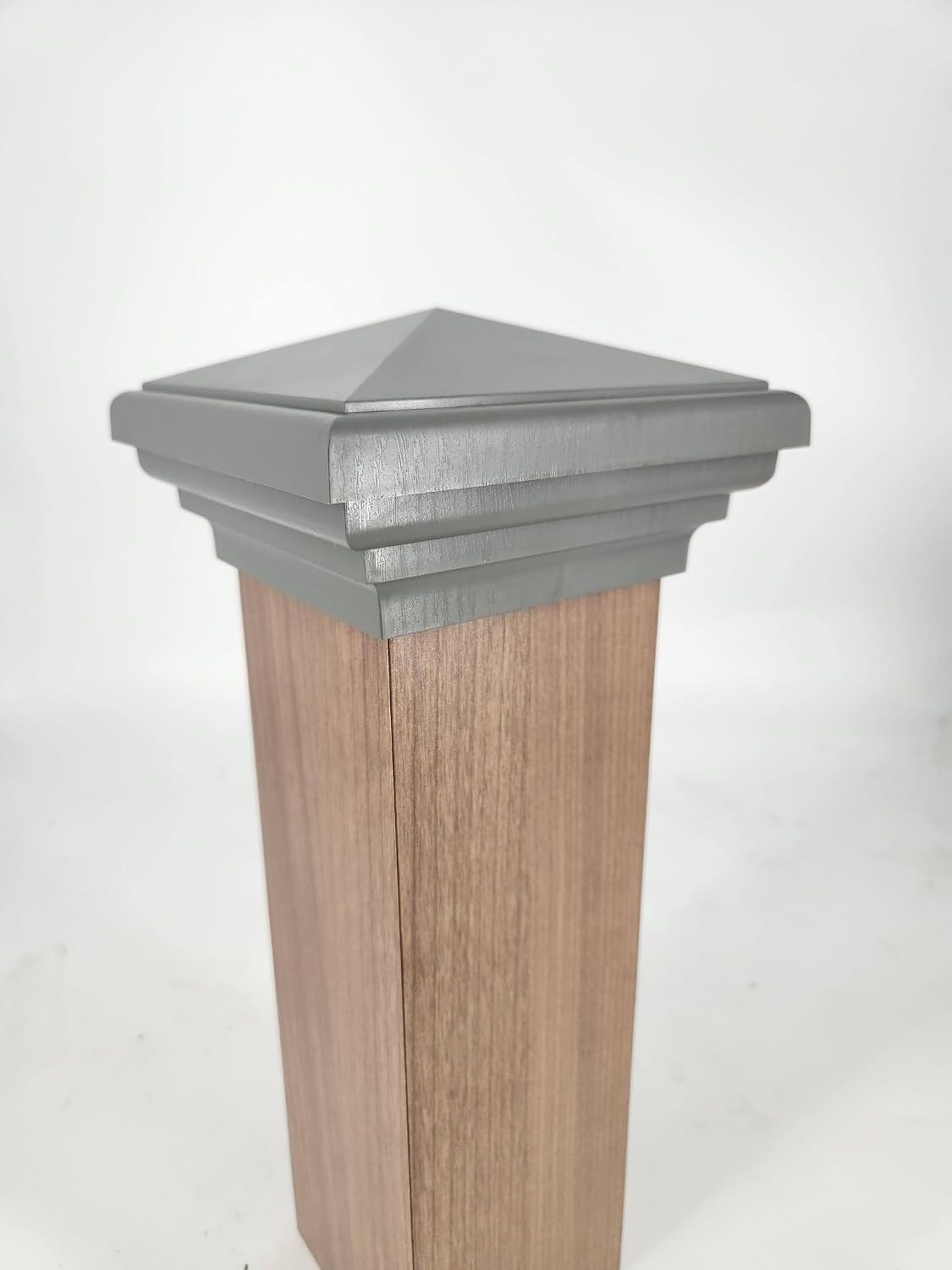 Atlanta Post Caps 4x4 (Gray) Pyramid Post Cap Fits Post (3.5'x3.5' up to 3.75'x3.75') | (Case of 12) New England Pyramid Style for Outdoor Fences, Mailboxes & Decks
