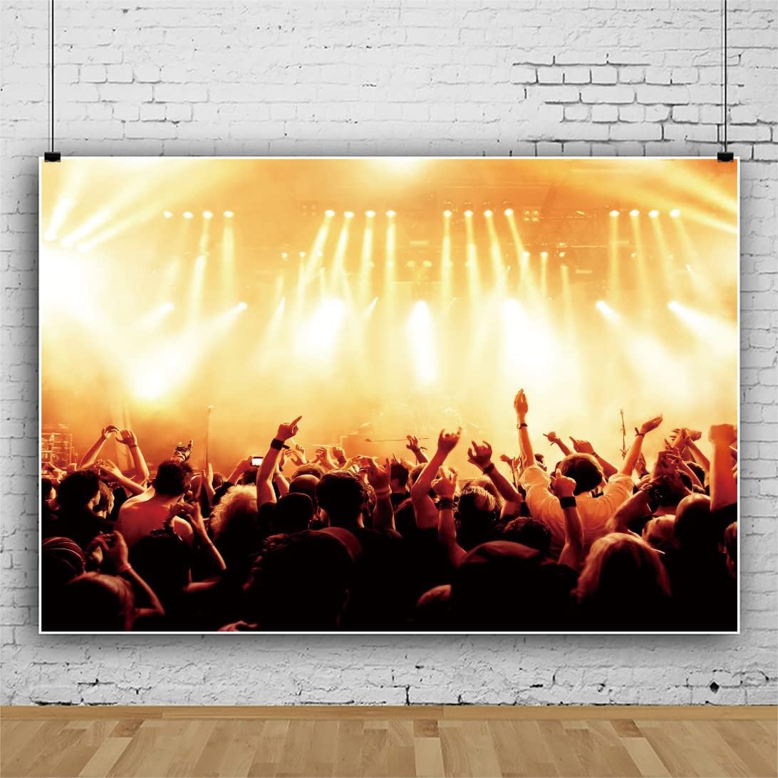 20x10ft Stage Spotlight Backdrop Concert Live Plateform Background Rock Star Music Show Audience Banner Party Decorations Supplies Photo Portrait Vinyl Studio Video Prop