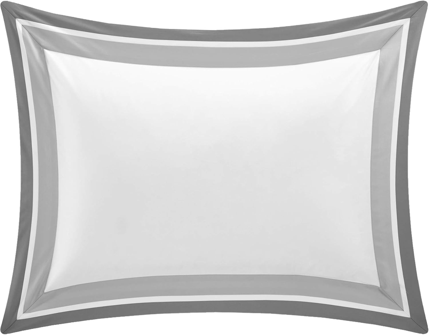 Casabolaj Shading 3 Pieces Do Not Include Filling Duvet Cover Set 100% Egyptian Cotton Sateen Luxury 400 TC Frame Patchwork Button Closure and Corner Ties-White/Taupe/Grey (Full)