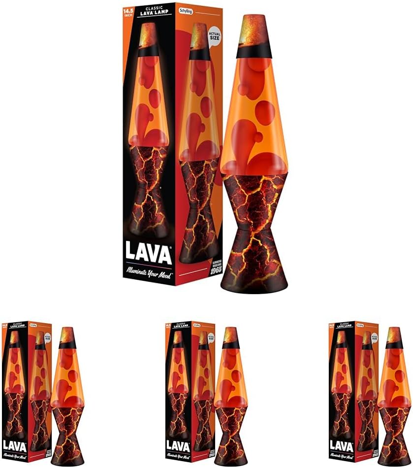 Lava The Original Lamp - 14.5' Volcanic Crags - Classic Liquid Motion Lamp - Red Wax and Orange Liquid - #2078 (Amazon Exclusive),(Pack of 4)