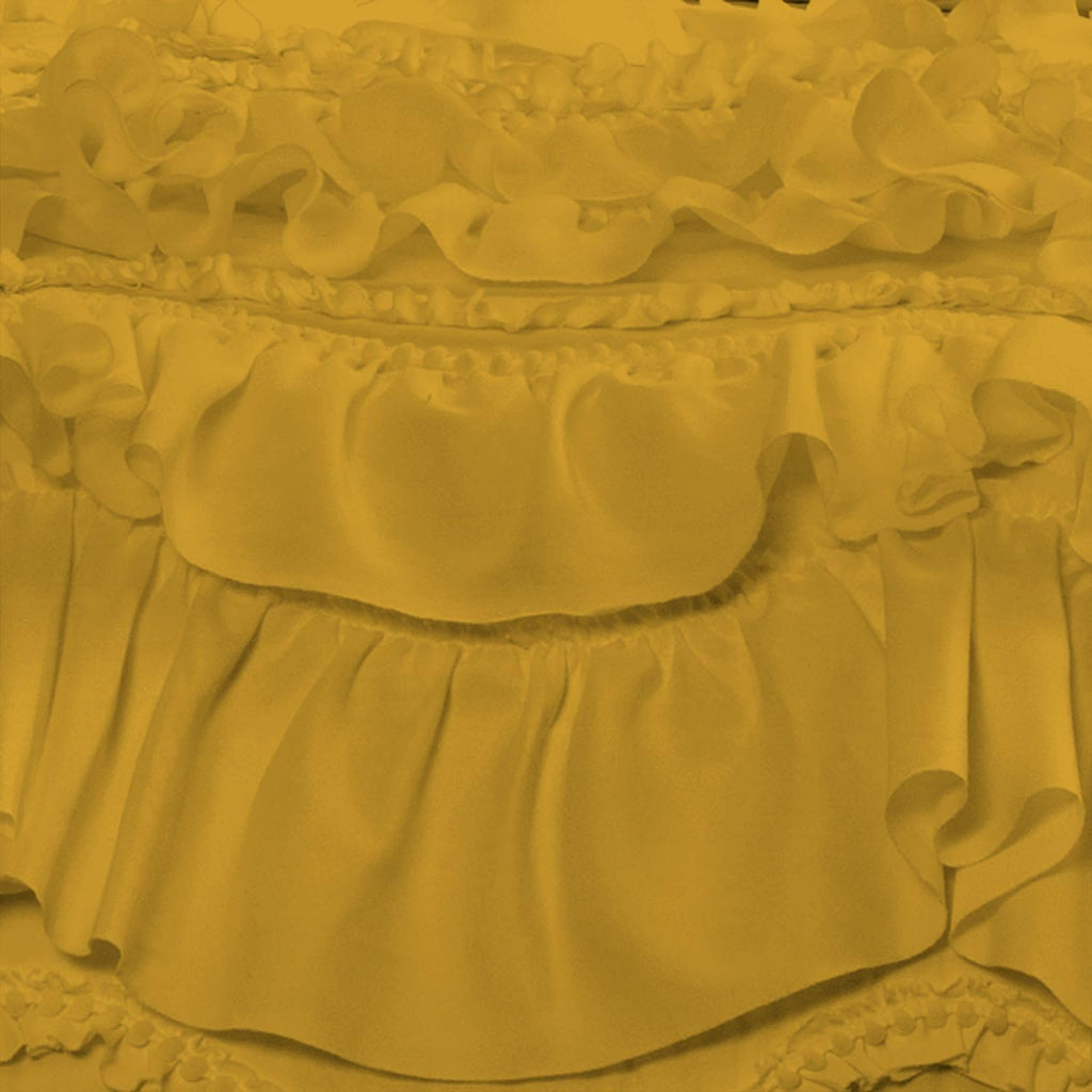 100% Egyptian Cotton, 550 GSM Microfiber Filled Quilt Ruffled Textured 3 Piece Full/Queen Size Comforter Set, Golden