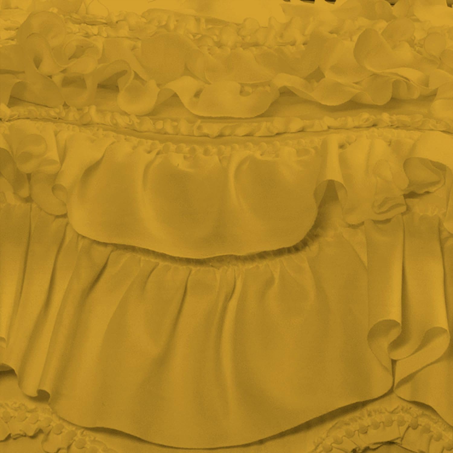 100% Egyptian Cotton, 550 GSM Microfiber Filled Quilt Ruffled Textured 3 Piece Full/Queen Size Comforter Set, Golden