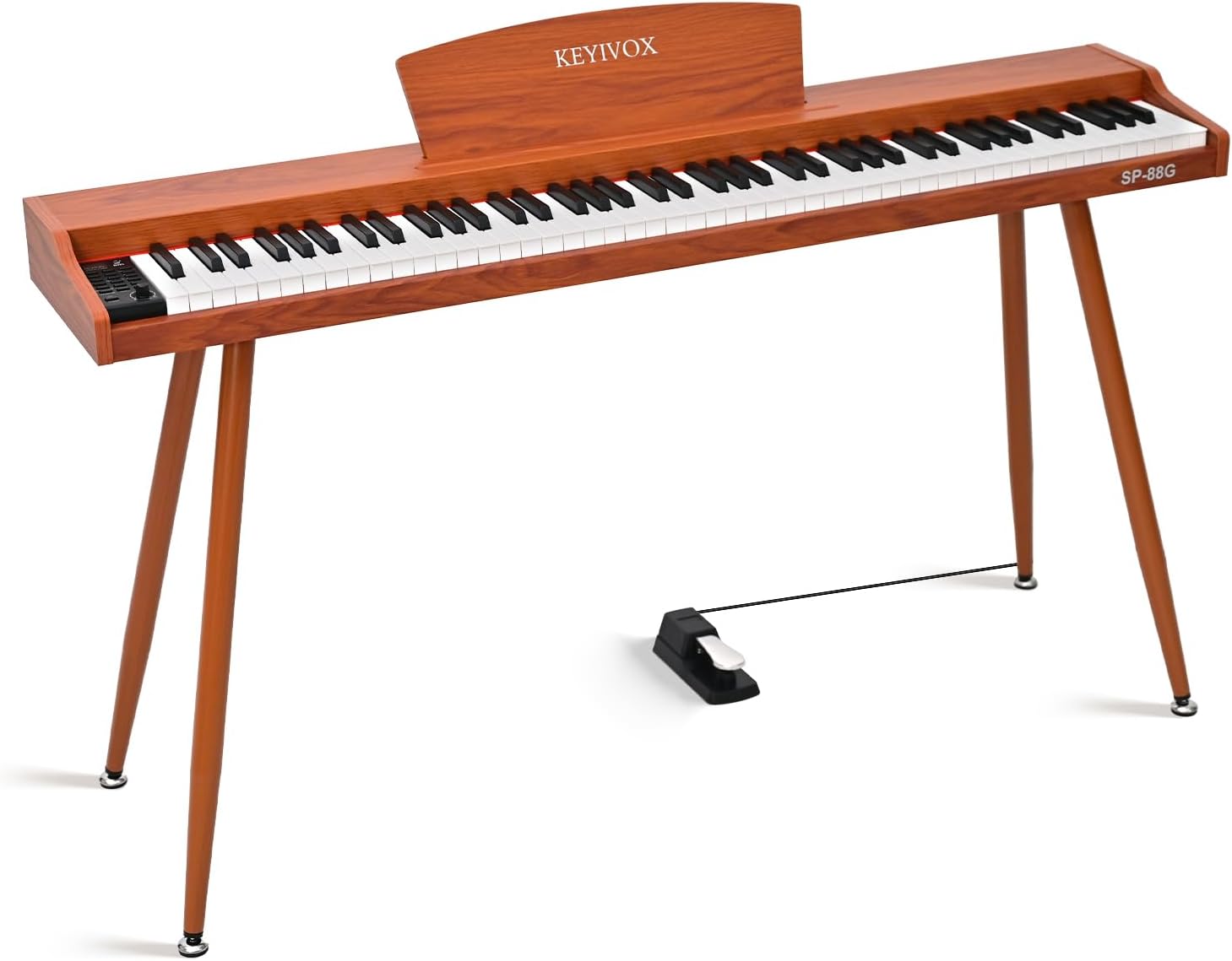 SP88G Digital Piano Keyboard with Stand & Sustain Pedal, 88 key Semi Weighted Electric Piano for Beginners and Adults, 800 Tones, 600 Rhythms, 80 Demo Songs with Headphones, USB-MIDI