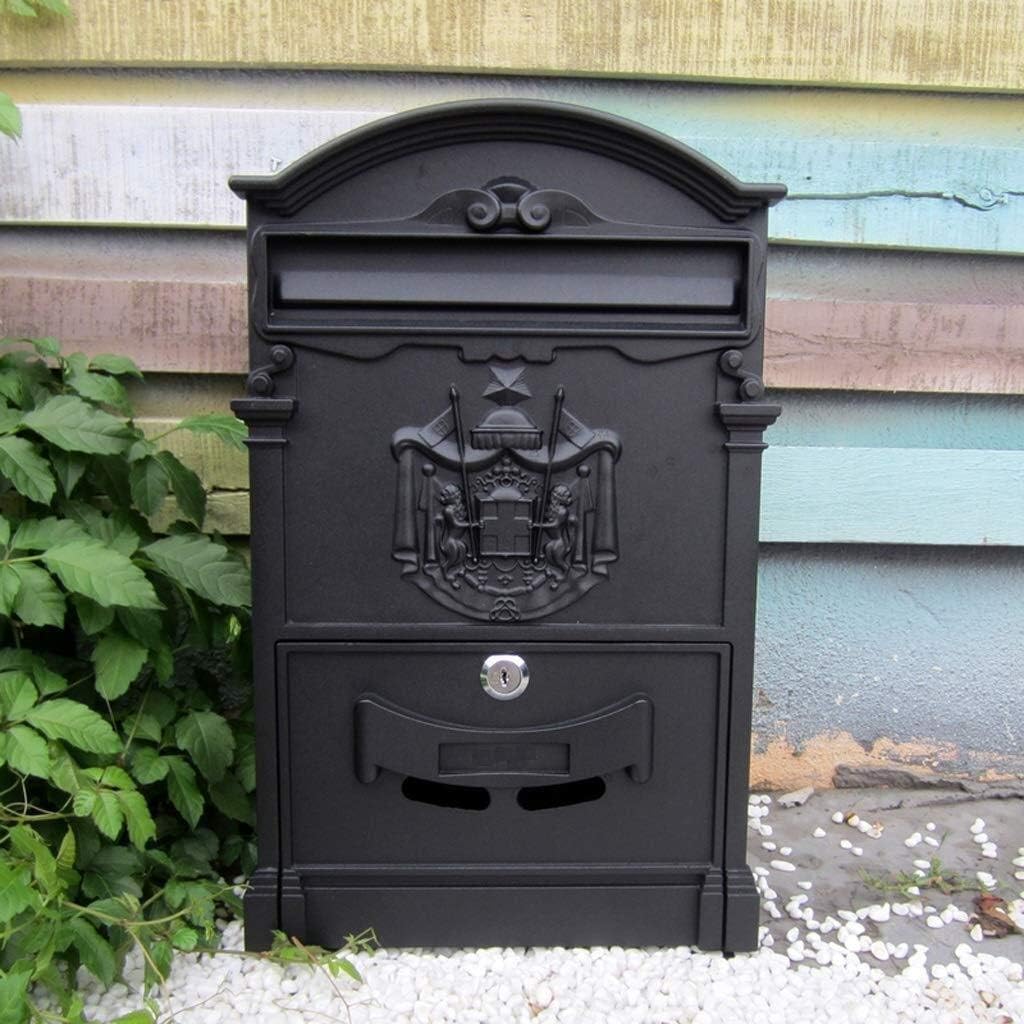 Letter Boxes for Outside Post Boxes Wall Mounted European Cast Aluminum with Lock Wall-Mounted Waterproof Mailbox Mailbox