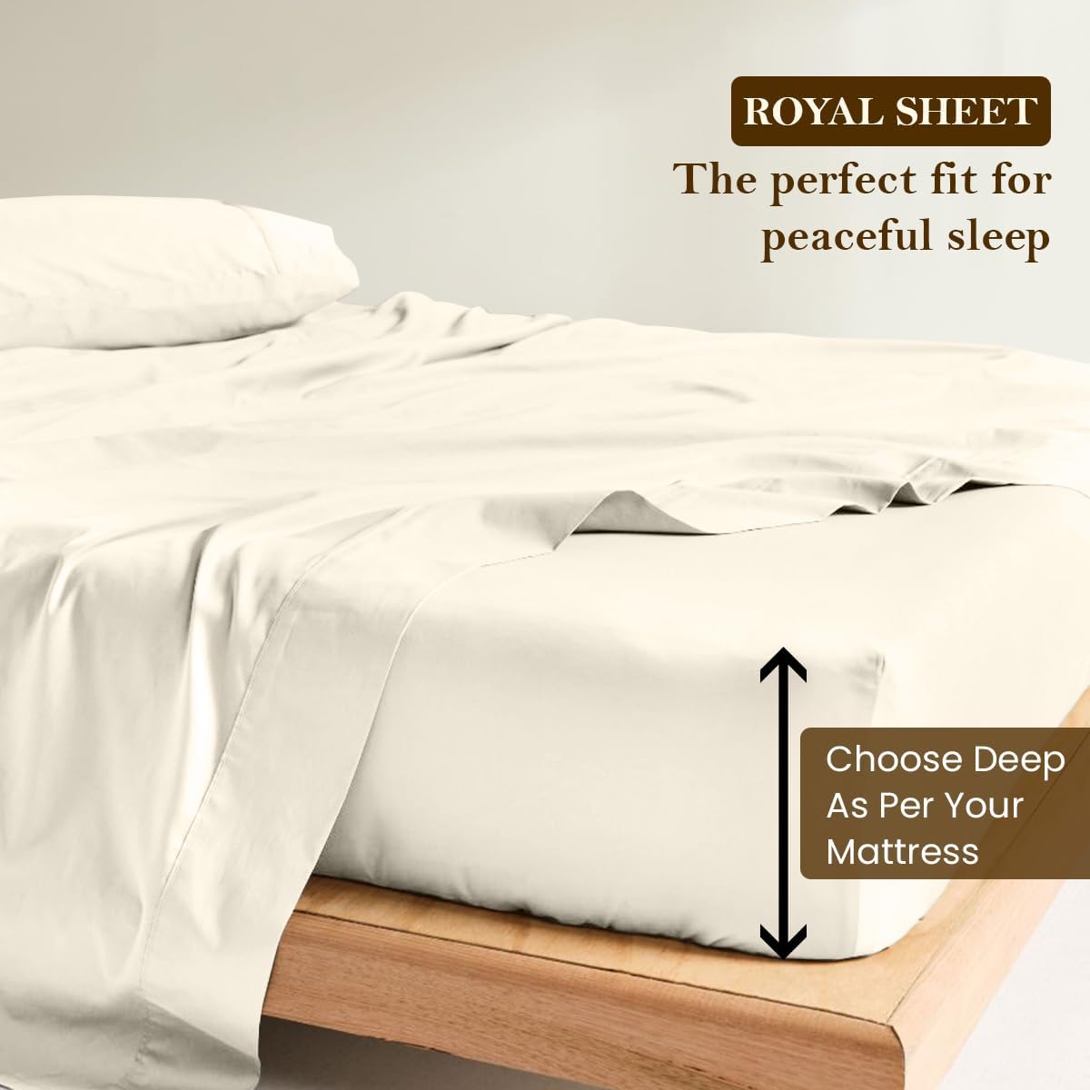 Rv King Size Sheet Set - 4 Piece - Bed Sheets- Easy- Fits 18' Deep Pocket Bedsheet 850-Thread Count 100% Egyptian Cotton (Rv King - 72' X 80'- Ivory Solid)
