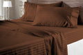 AMAY Luxury Soft 100% Egyptian Cotton 6pc Sheet Set Sateen Weave 800 TC Queen Size for Bed, Fits Mattress Upto 16-18'' Deep Pocket, Brown Stripe