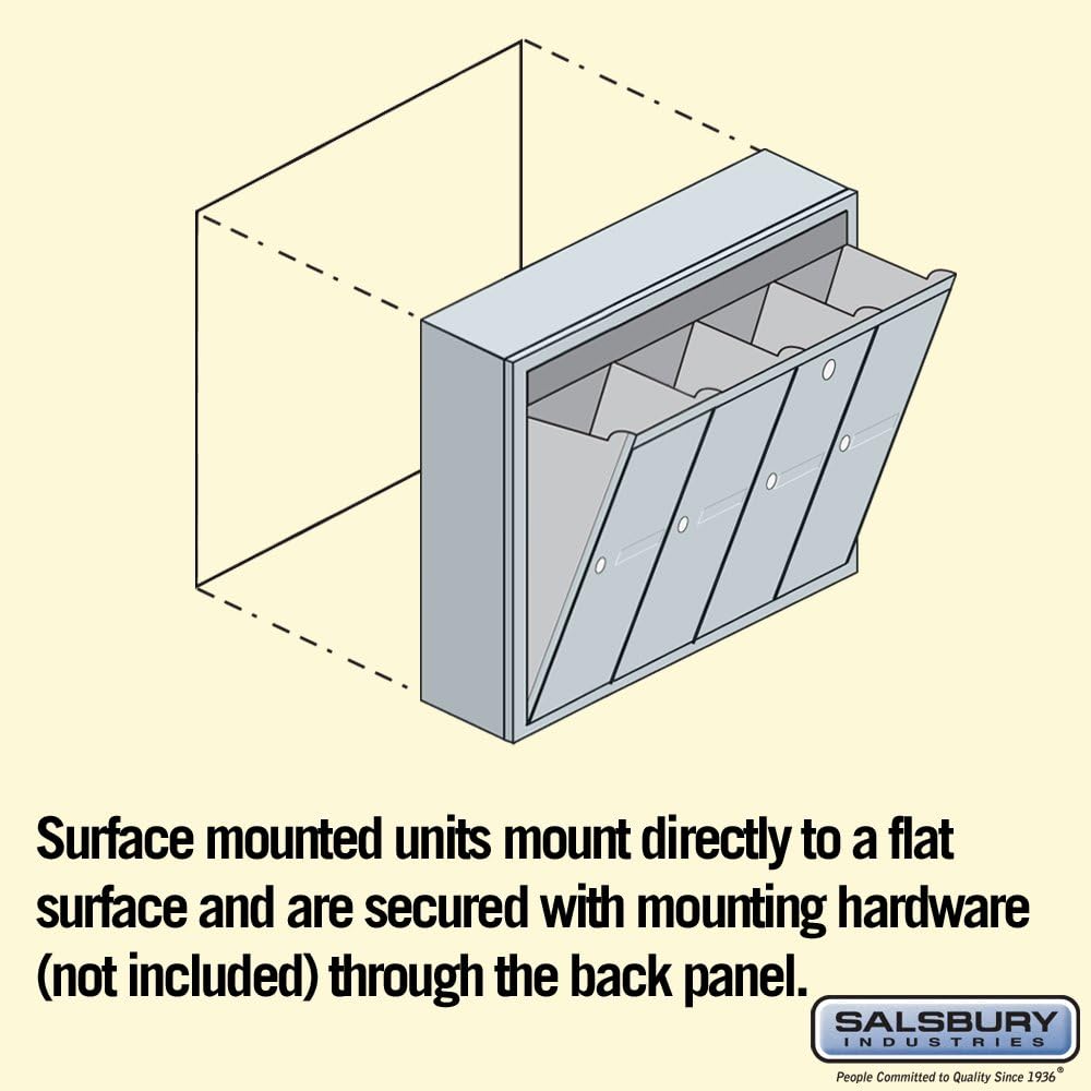 Salsbury Industries 3504ASU Surface Mounted Vertical Mailbox with 4 Doors and USPS Access, Aluminum
