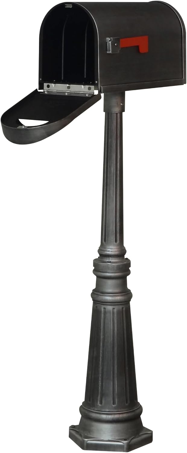 Special Lite Classic Curbside Mailbox with Tacoma Post - Swedish Silver Aluminum Mailbox with Post - SCC-1008_SPK-591-SW