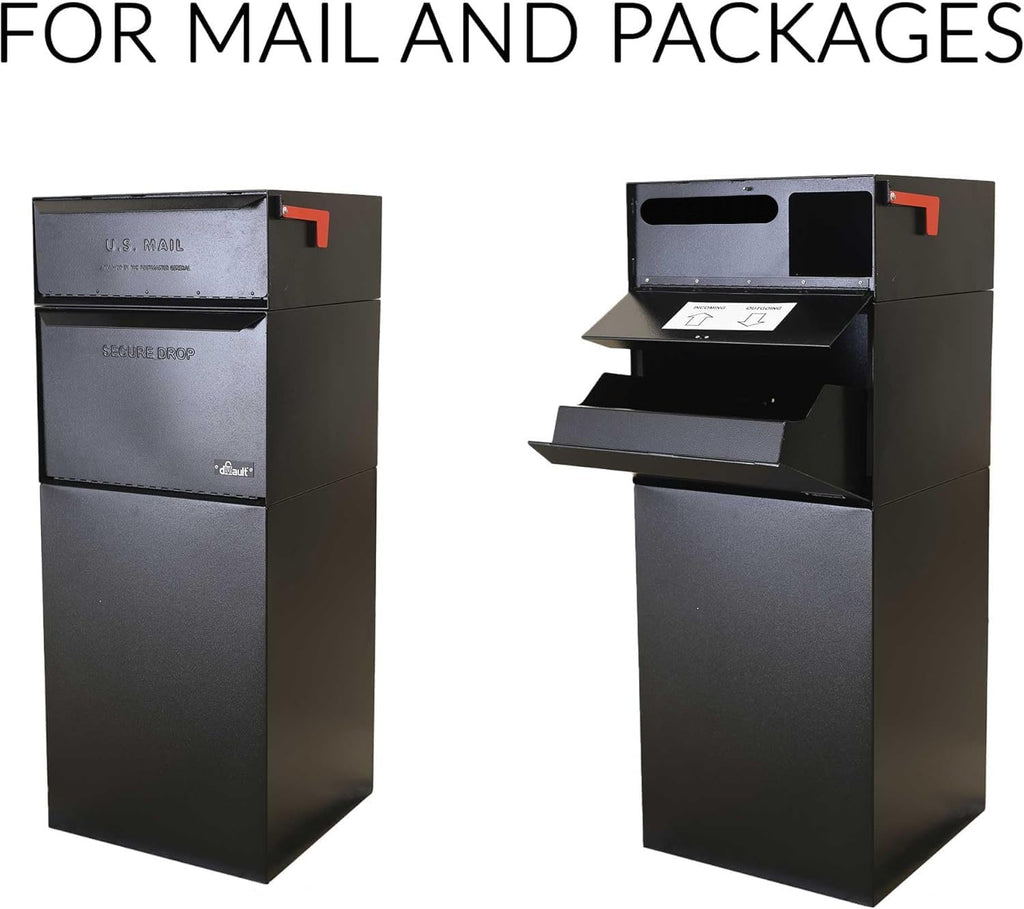 dVault® Full Service Vault DVCS0015 Secure Curbside Mailbox/Package Drop with Locking Letterbox (Black)