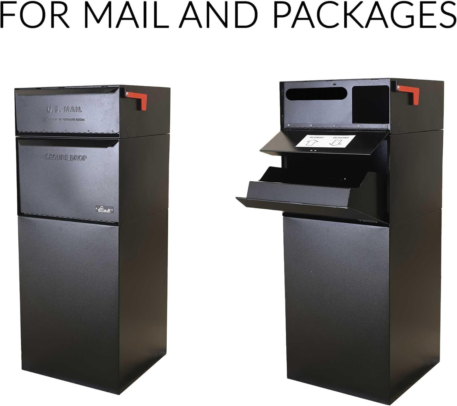 dVault® Full Service Vault DVCS0015 Secure Curbside Mailbox/Package Drop with Locking Letterbox (Black)