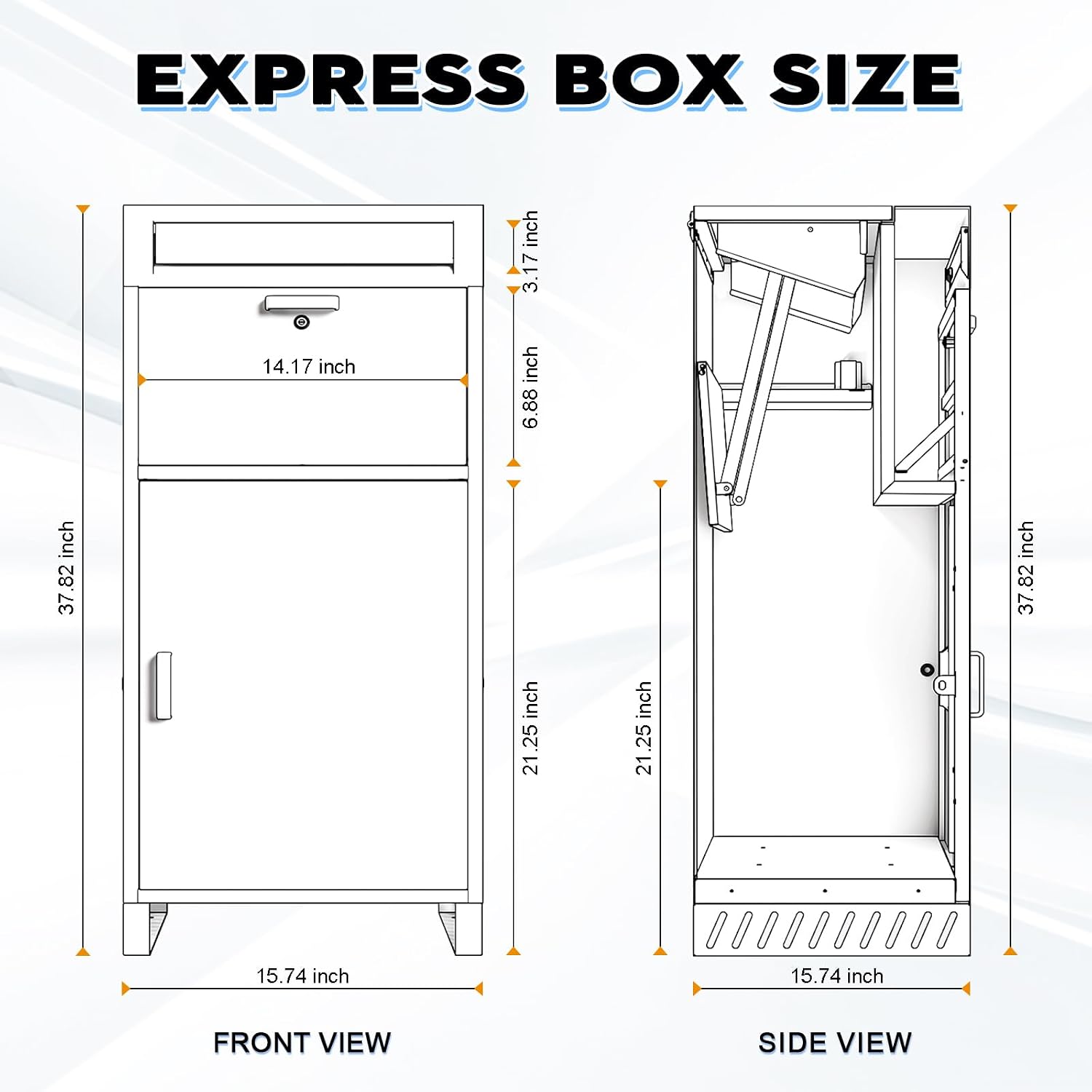 Outdoor Package Delivery Box with Wooden Door, Pre-Assembled Lockable Anti-Theft Parcel Drop Box, IPX3 Waterproof & Weather-Resistant for Porch, Fence, Curbside, (M - Blue)