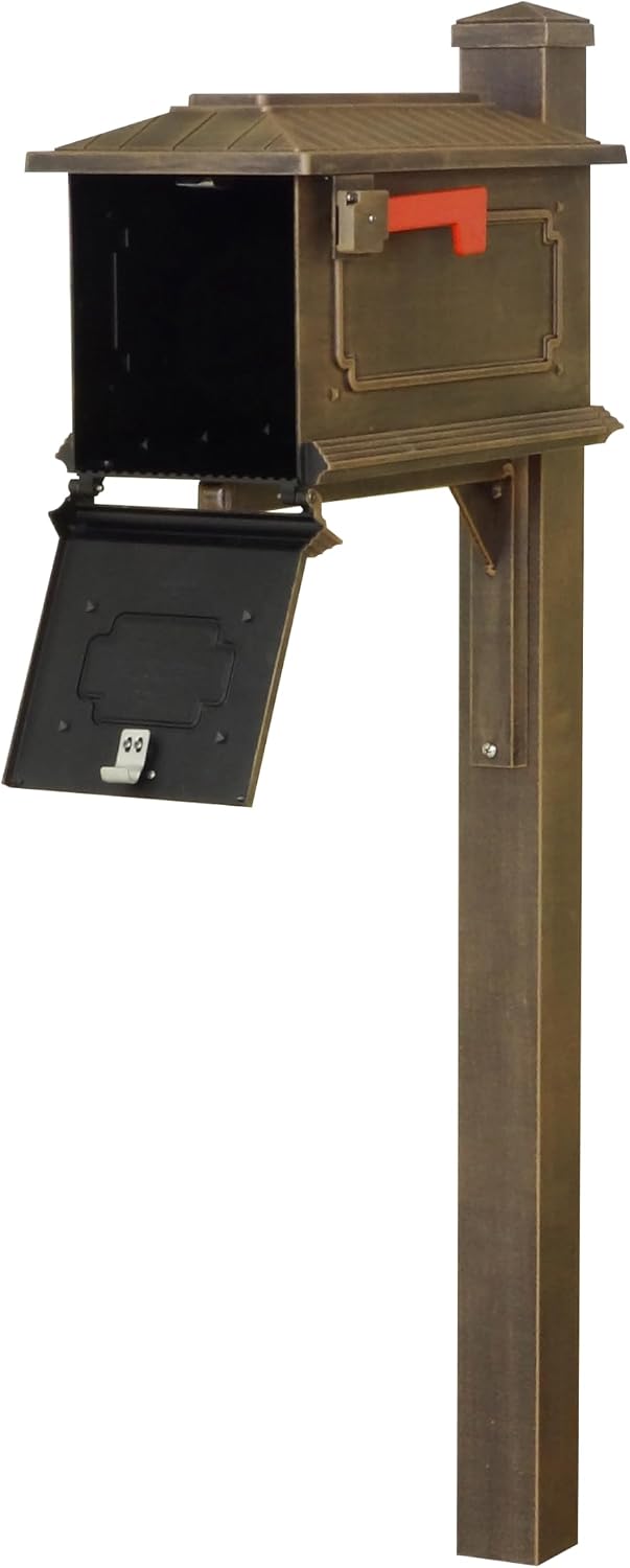 Special Lite Kingston Curbside Mailbox with Wellington Post - Copper Aluminum Mailbox with Post - SCK1017_SPK720-CP