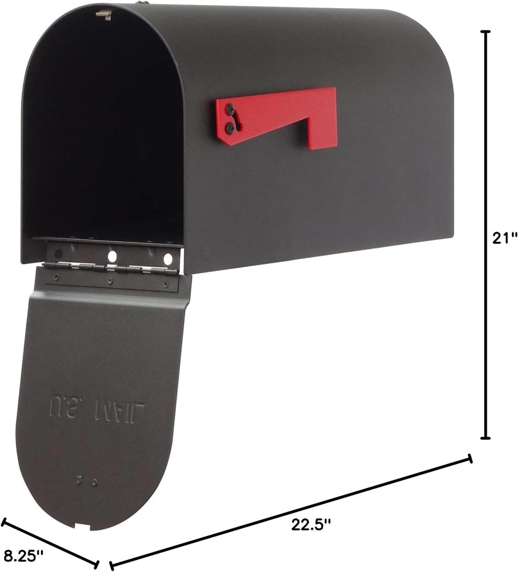 Special Lite Titan Steel Curbside Mailbox with Ashley Front Single Mailbox Mounting Bracket - TC-ASH-FS-1016S-BLK