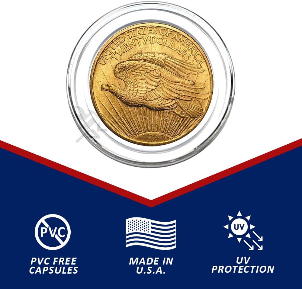 OnFireGuy 250pcs 34mm Direct Fit 'H34' Coin Capsule Holders for Gold Double Eagle | Protective Coin Cases for $20 St. Guadens Double Eagle, 1/2oz Silver Maple Leaf