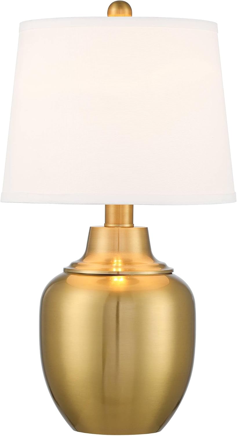 360 Lighting Becca 22' High Urn Small Modern Accent 3-Way Table Lamps Set of 2 Gold Brass Finish Metal Fabric White Shade Living Room Bedroom Bedside Nightstand House Office Home Reading Kitchen
