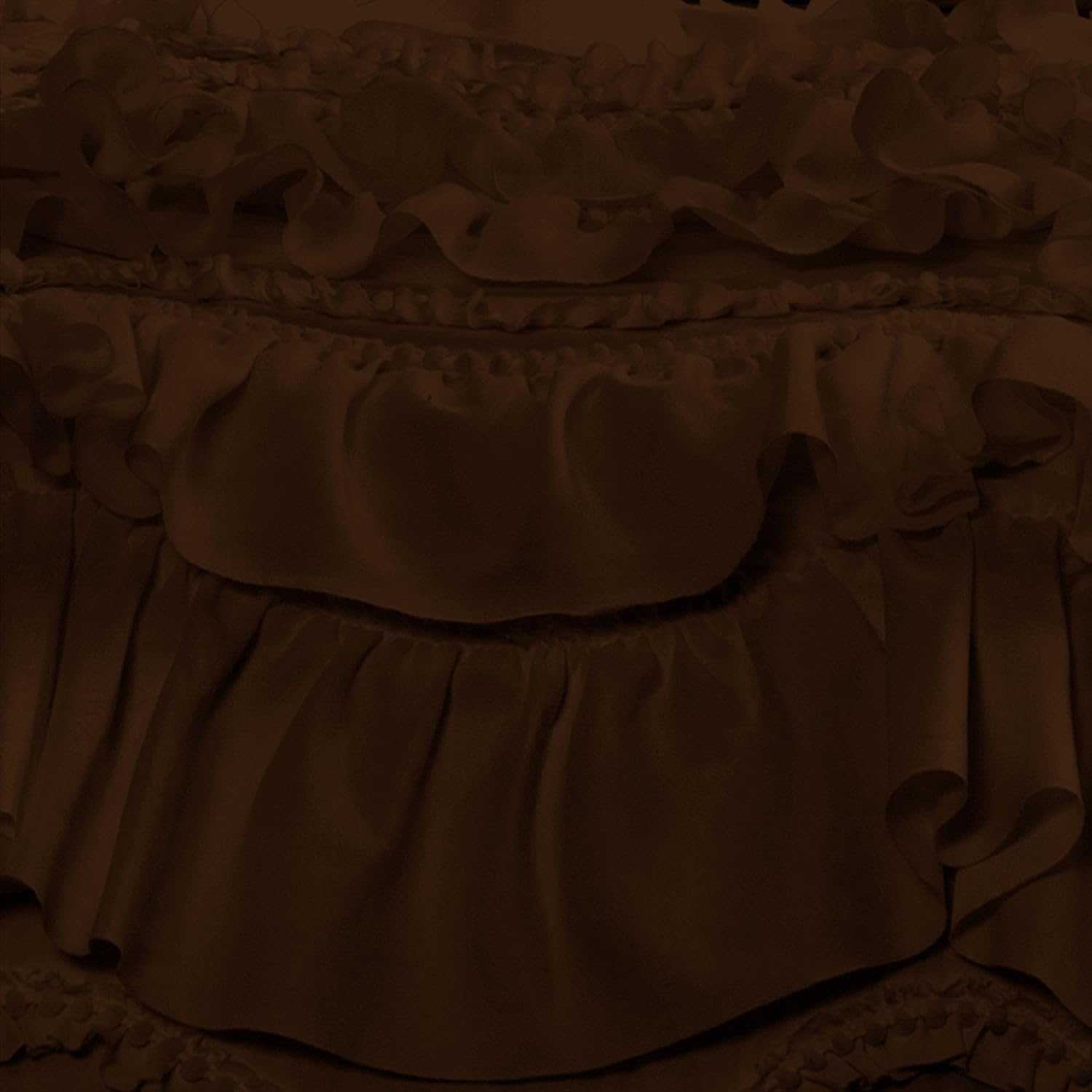 100% Egyptian Cotton, 550 GSM Microfiber Filled Quilt Ruffled Textured 3 Piece Full/Queen Size Comforter Set, Chocolate