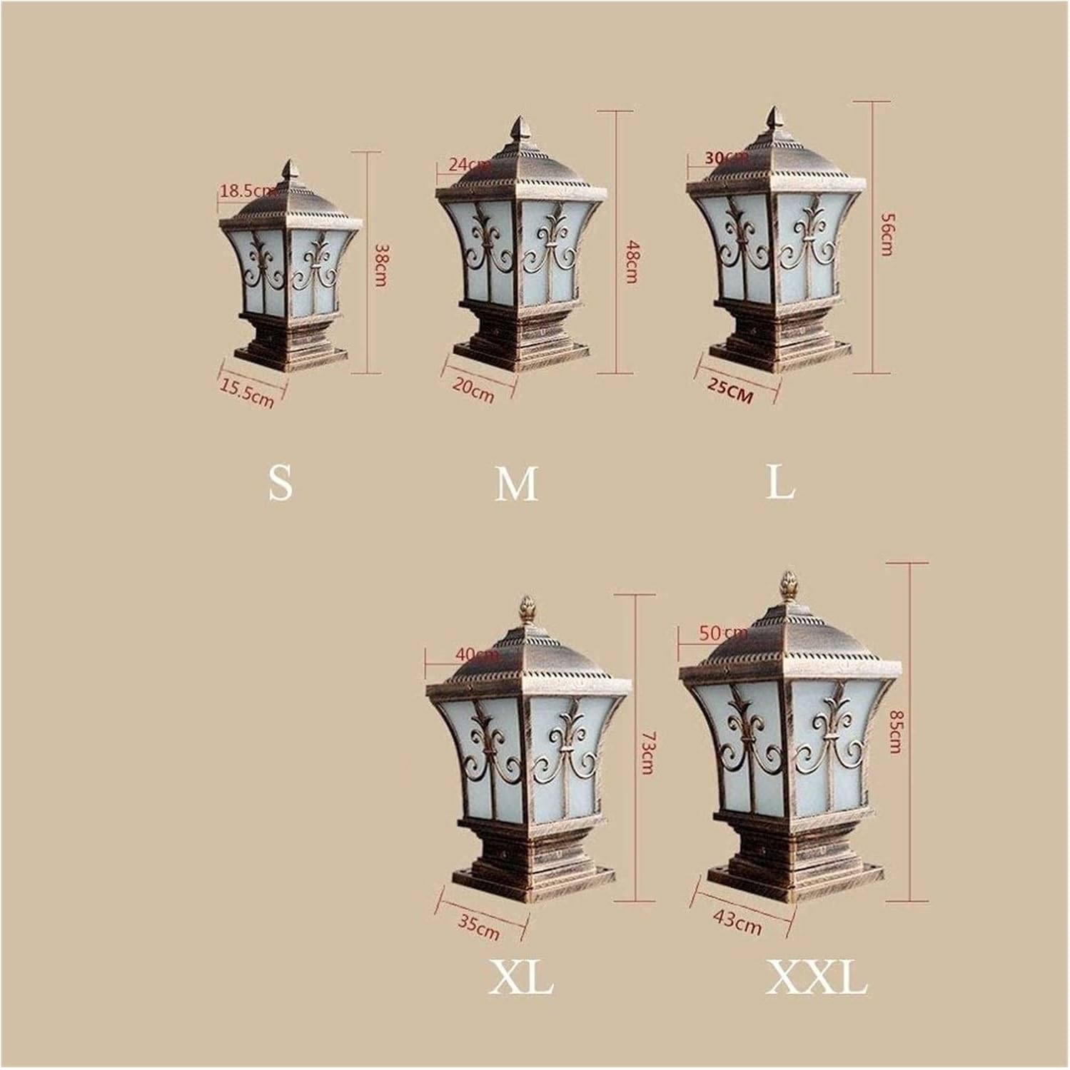 Courtyard Light Column Lamp Stigma Floor Lamp Lantern Wood Mailbox Posts for Outside Column Lights Street Lamp Decor Light/73Cm
