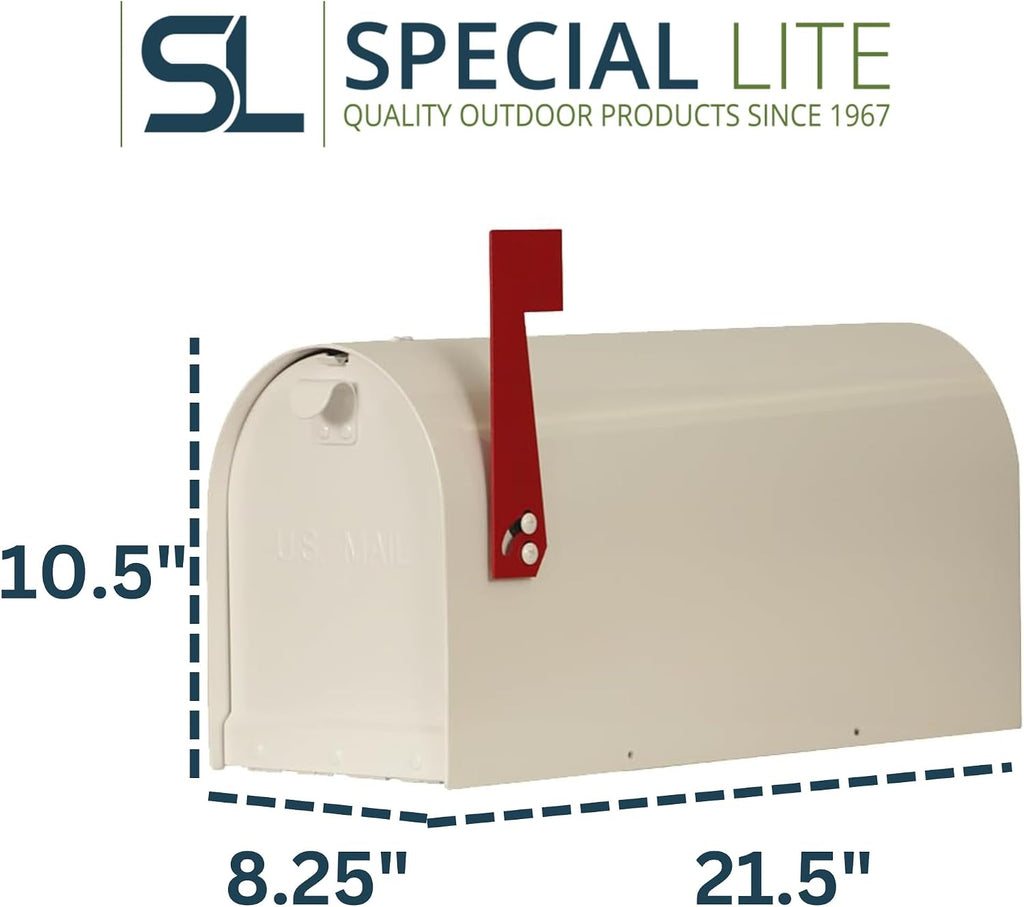 Special Lite Titan Steel Curbside Mailbox - White Steel Mailbox for Post Mount - SCH-1016-S-WH